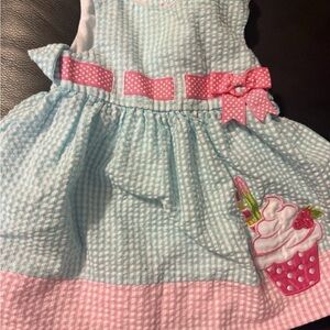 Pink and Blue Kids Dress with Cupcake Design
